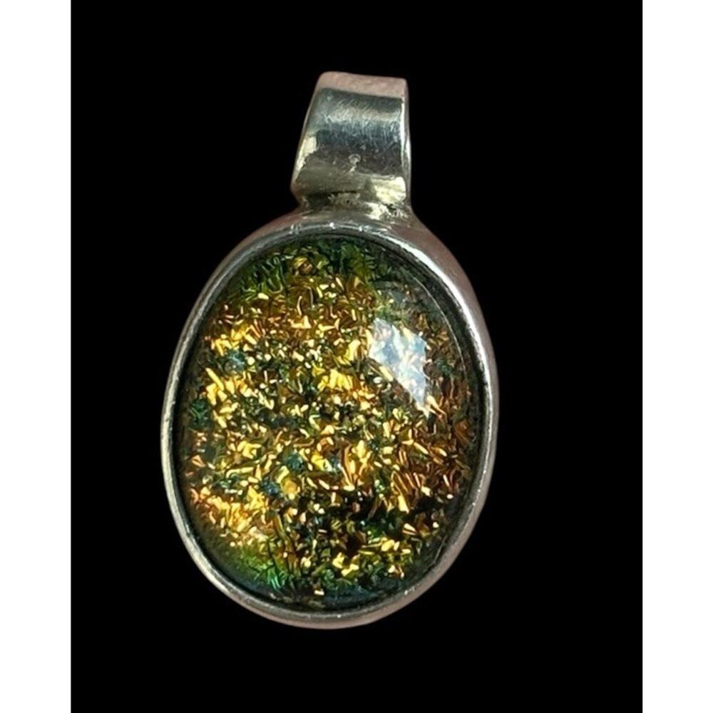 sterling silver dichroic glass necklace pendant